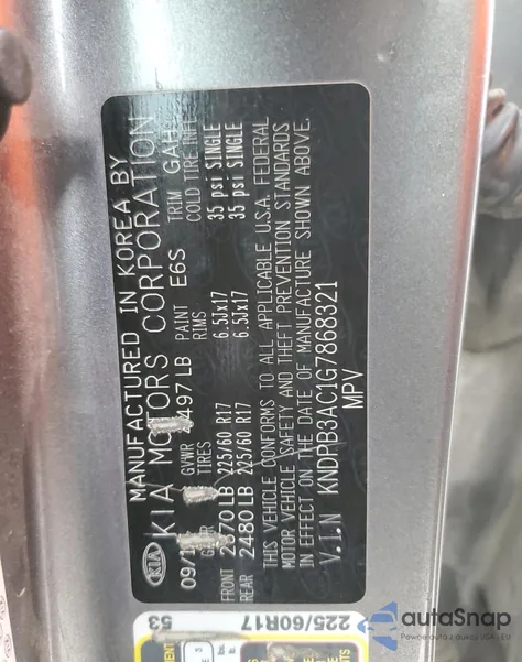 2016 Kia Sportage Lx from USA, damaged, VIN KNDPB3AC1G7868321